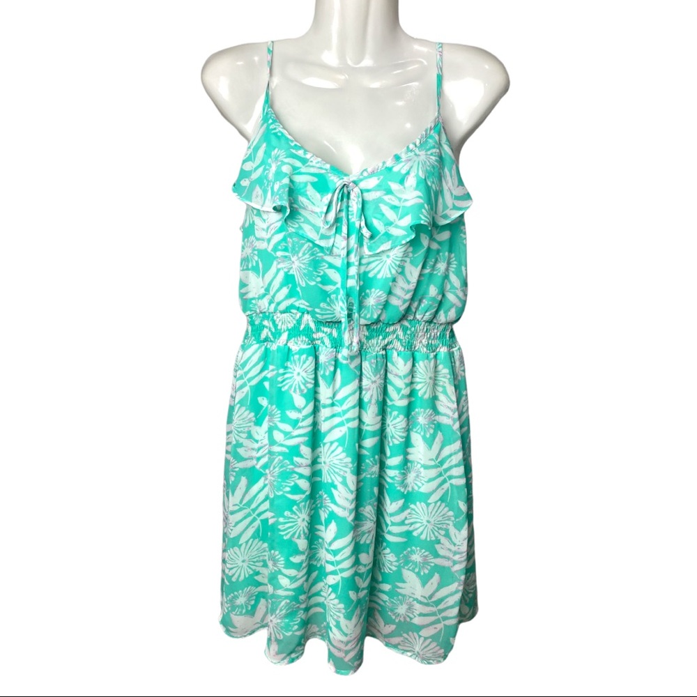 Pants Store | Aqua Blue Floral Print Sleeveless Dress